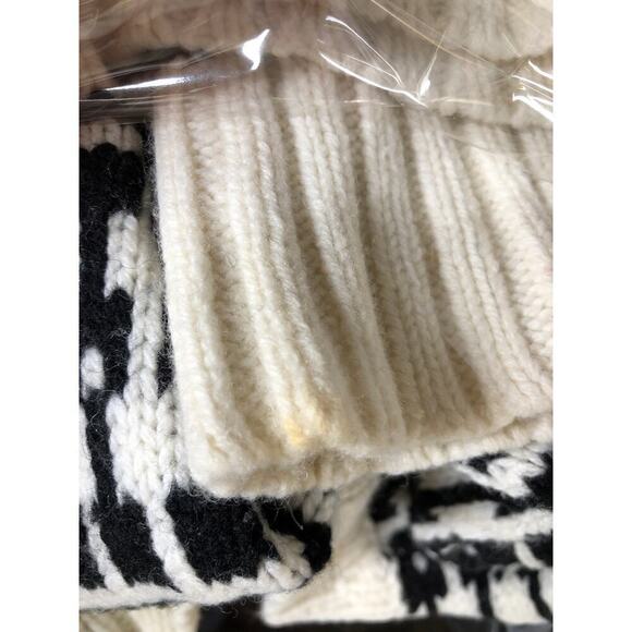 Jason Wu Graphic Sweater Geometric Chunky Knit Wool Oversized Top Black White M - Picture 9 of 10